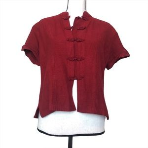 Vintage Mandarin Collar Button Down Shirt